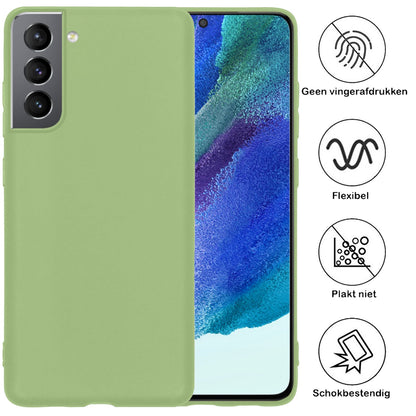 Forterra Samsung S21 FE Hoesje Siliconen Backcover Lichtgewicht - Groen