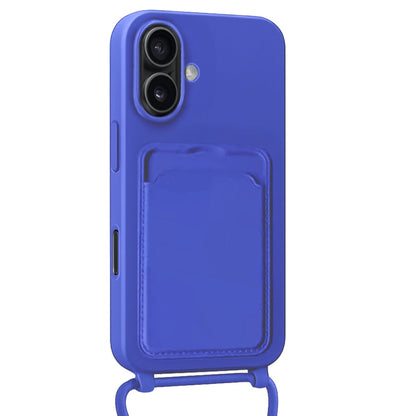 Forterra iPhone 17 Hoesje Met Telefoonkoord en Pasjeshouder Siliconen - Felblauw