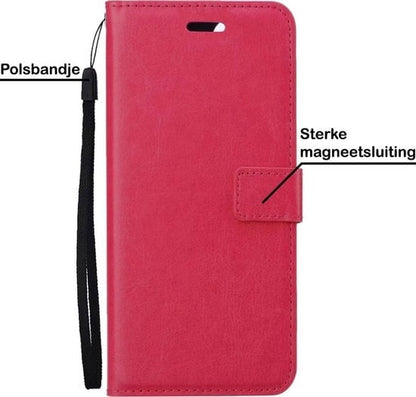 Forterra Samsung S21 Ultra Hoesje Bookcase Cover met Kaarthouder - Donkerroze