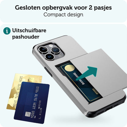 Forterra iPhone 16 Pro Max Hoesje Kaarthouder Hard Case Shockproof - Grijs