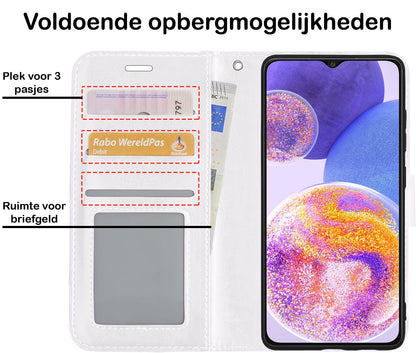 Forterra Samsung A23 Hoesje Bookcase Cover met Kaarthouder - Wit