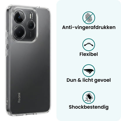 Forterra Xiaomi Redmi Note 14 5G Hoesje Siliconen Backcover Lichtgewicht - Transparant