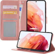 Forterra Samsung S21 Hoesje Bookcase Cover met Kaarthouder - Rosé goud