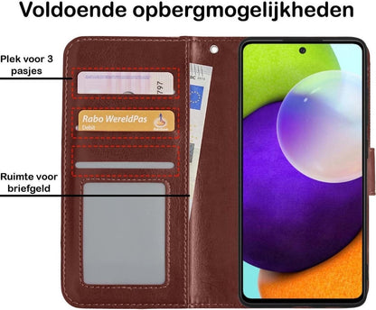 Forterra Samsung A52 5G Hoesje Bookcase Cover met Kaarthouder - Bruin