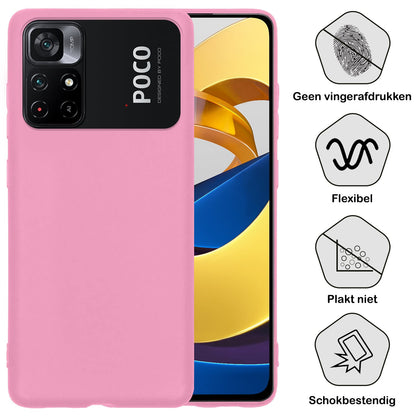 Forterra Xiaomi Poco M4 Pro 5G Hoesje Siliconen Backcover Lichtgewicht - Lichtroze