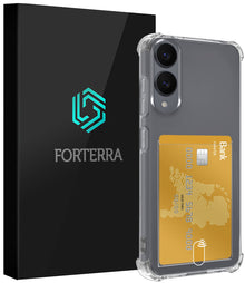 Forterra Samsung S25 Edge Hoesje Kaarthouder Backcover Shockproof - Transparant