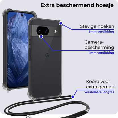 Forterra Google Pixel 8a Hoesje met Koord Backcover Shockproof - Transparant