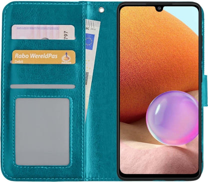 Forterra Samsung A32 4G Hoesje Bookcase Cover met Kaarthouder - Turquoise
