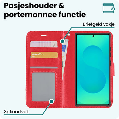 Forterra Samsung S25 Ultra Hoesje Bookcase Cover met Kaarthouder - Rood