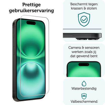 Forterra iPhone 16 Screenprotector Gehard Glas met Installatieframe
