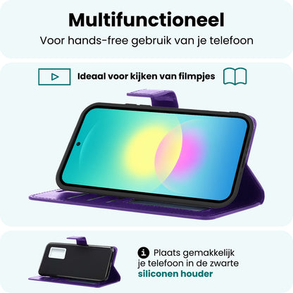Forterra Samsung A27 Hoesje Bookcase Cover met Kaarthouder - Paars