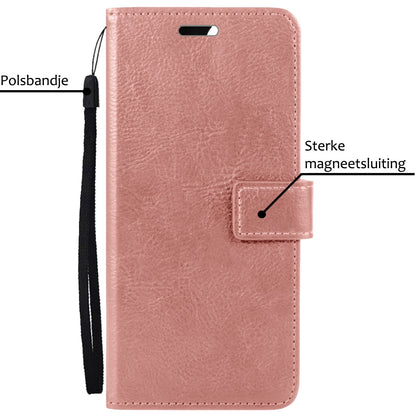 Forterra iPhone 15 Plus Hoesje Bookcase Cover met Kaarthouder - Rosé goud