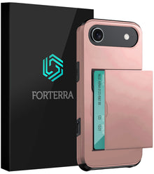 Forterra iPhone Air Hoesje Kaarthouder Hard Case Shockproof - Rosé goud