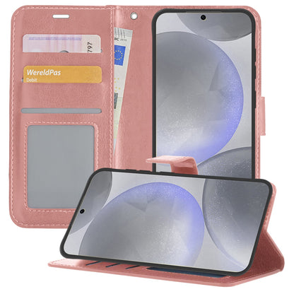 Forterra Samsung S24 Plus Hoesje Bookcase Cover met Kaarthouder - Rosé goud
