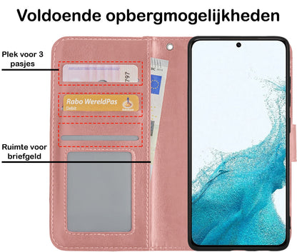 Forterra Samsung S22 Hoesje Bookcase Cover met Kaarthouder - Rosé goud