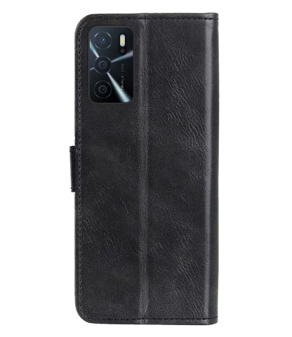 Forterra OPPO A16 Hoesje Bookcase Cover met Kaarthouder - Zwart