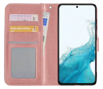 Forterra Samsung S22 Hoesje Bookcase Cover met Kaarthouder - Rosé goud
