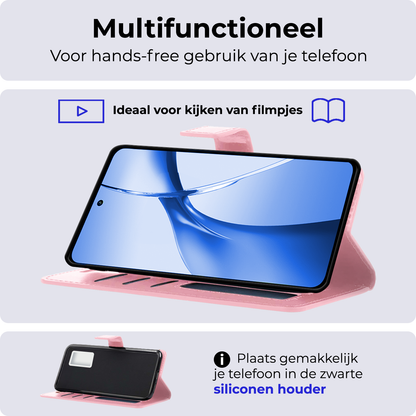 Forterra OnePlus Nord CE 4 Hoesje Bookcase Cover met Kaarthouder - Lichtroze