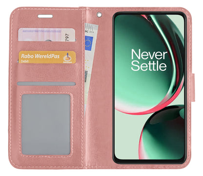 Forterra OnePlus Nord CE 3 Lite Hoesje Bookcase Cover met Kaarthouder - Rosé goud