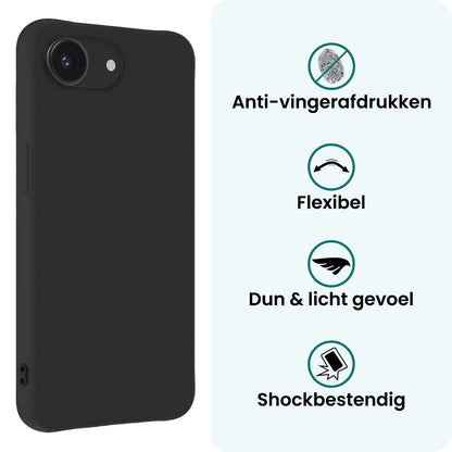 Forterra iPhone 17e Hoesje Siliconen Backcover Lichtgewicht - Zwart