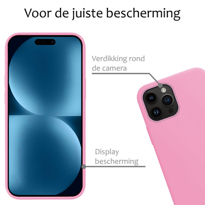 Forterra iPhone 15 Pro Hoesje Siliconen Backcover Lichtgewicht - Lichtroze