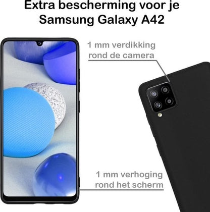 Forterra Samsung A42 Hoesje Siliconen Backcover Lichtgewicht - Zwart