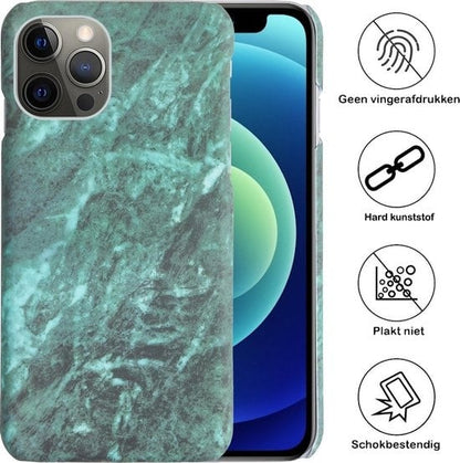 Forterra iPhone 12 Pro Hoesje Marmer Hard Case Cover - Groen