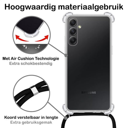 Forterra Samsung A54 Hoesje met Koord Backcover Shockproof - Transparant