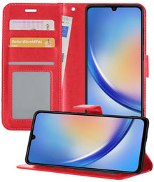 Forterra Samsung A34 Hoesje Bookcase Cover met Kaarthouder - Rood