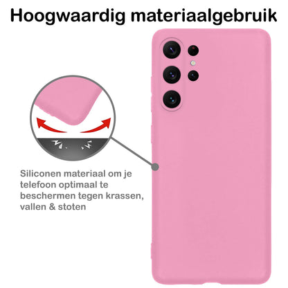 Forterra Samsung S23 Ultra Hoesje Siliconen Backcover Lichtgewicht - Roze