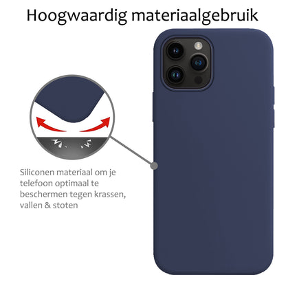 Forterra iPhone 15 Pro Hoesje Siliconen Backcover Lichtgewicht - Donkerblauw