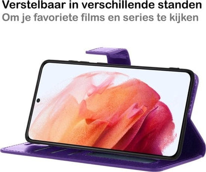 Forterra Samsung S21 Hoesje Bookcase Cover met Kaarthouder - Paars