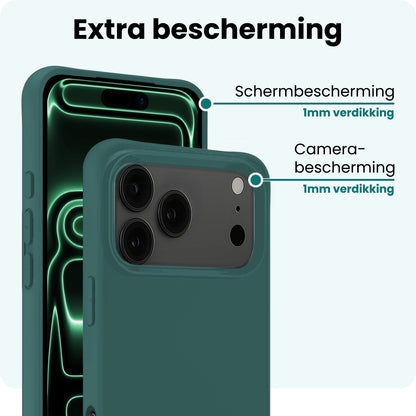 Forterra iPhone 17 Pro Hoesje Siliconen Backcover Lichtgewicht - Donkergroen