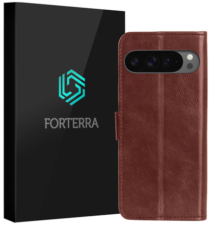 Forterra Google Pixel 10 Pro XL Hoesje Bookcase Cover met Kaarthouder - Bruin