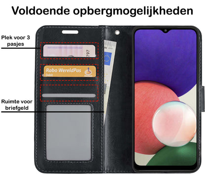 Forterra Samsung M22 Hoesje Bookcase Cover met Kaarthouder - Zwart