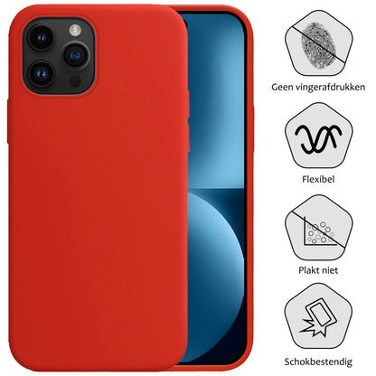 Forterra iPhone 15 Pro Max Hoesje Siliconen Backcover Lichtgewicht - Rood