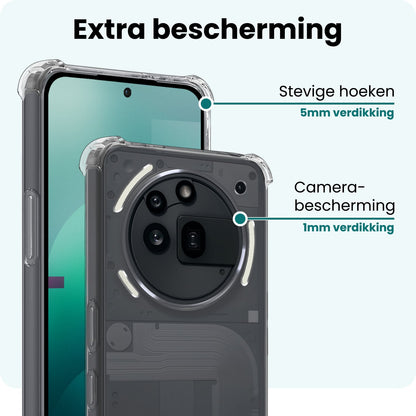 Forterra Nothing Phone 3a Pro Hoesje Shockproof Backcover Siliconen - Transparant