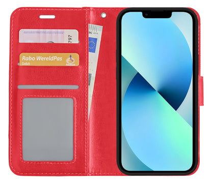 Forterra iPhone 14 Pro Max Hoesje Bookcase Cover met Kaarthouder - Rood
