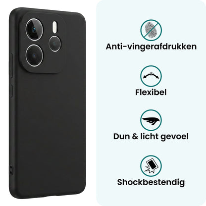 Forterra Xiaomi Redmi Note 14 5G Hoesje Siliconen Backcover Lichtgewicht - Zwart
