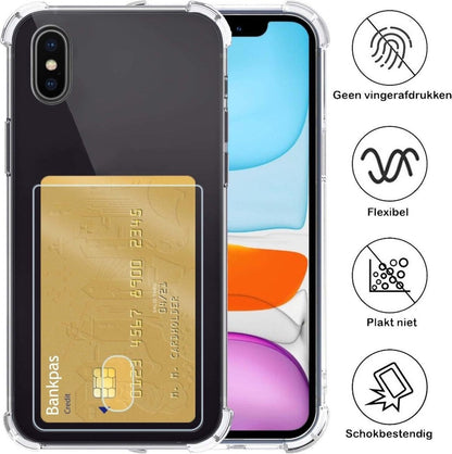 Forterra iPhone X Hoesje Kaarthouder Backcover Shockproof - Transparant