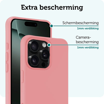 Forterra iPhone 16 Pro Max Hoesje Siliconen Backcover Lichtgewicht - Lichtroze