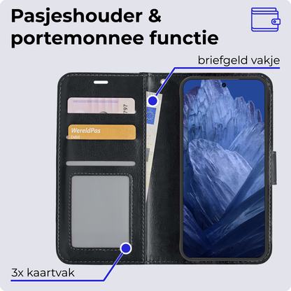 Forterra Google Pixel 8a Hoesje Bookcase Cover met Kaarthouder - Zwart