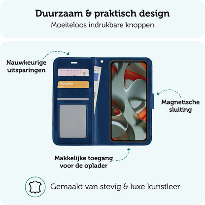 Forterra Google Pixel 10 Hoesje Bookcase Cover met Kaarthouder - Donkerblauw