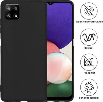 Forterra Samsung A22 5G Hoesje Siliconen Backcover Lichtgewicht - Zwart
