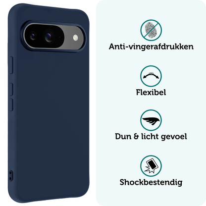 Forterra Google Pixel 9 Hoesje Siliconen Backcover Lichtgewicht - Donkerblauw