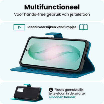 Forterra Samsung S26 Plus Hoesje Bookcase Cover met Kaarthouder - Turquoise