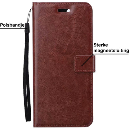Forterra OPPO A16s Hoesje Bookcase Cover met Kaarthouder - Bruin