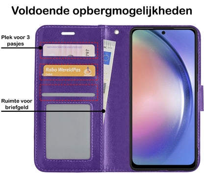 Forterra Samsung A54 Hoesje Bookcase Cover met Kaarthouder - Paars