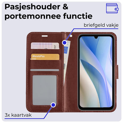 Forterra Samsung A15 Hoesje Bookcase Cover met Kaarthouder - Bruin