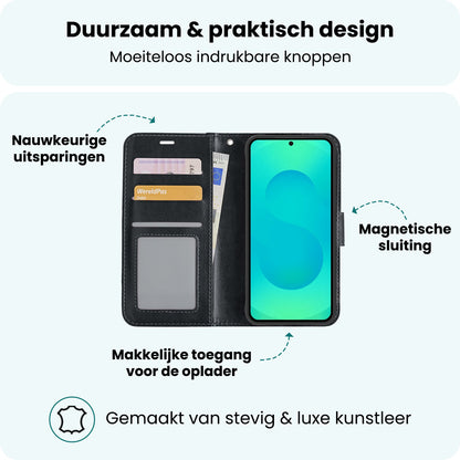 Forterra Samsung S25 Edge Hoesje Bookcase Cover met Kaarthouder - Zwart